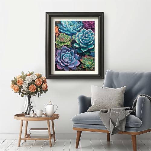 Natuyalo Paint by Numbers for Adults Beginner, Succulent Plants Acrylic Easy Paint by Numbers Kits Garden Landscape Craft Kits for Adults Suitable for Home Wall Decoration Flameless 16x20 Inch