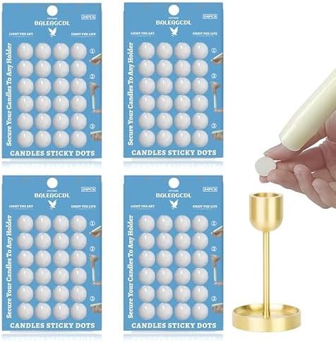 Taper Candle Sticky Dots - White Wax Candle Adhesive Dots for Secure Candle Placement - Easy Clean and Traceless Adhesive for DIY Projects - Pack of 96