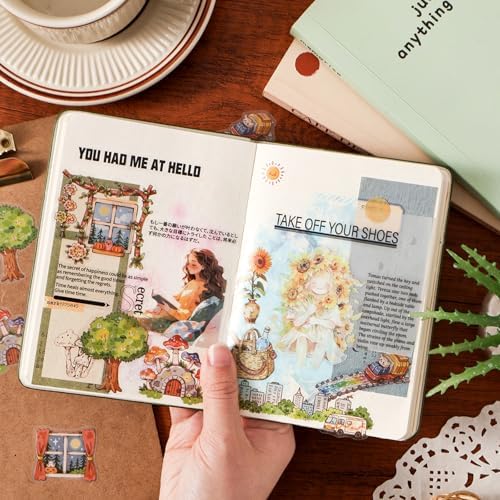 Warm Glimpses Sticker Series Scrapbooking Supplies for Junk Journal, 24 Sheets PET Stickers - Vintage Journaling Stickers