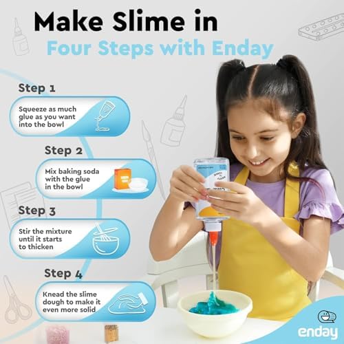 Enday Clear Glue 5oz (6 Pack) – Clear Craft Glue for Slime, Liquid Glue Bottles, Non-Toxic School Glue, White Glue Craft Adhesive, Bulk Glue for Kids, Classroom & Art Projects