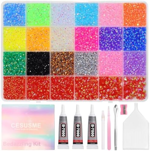 28000 Pcs Color Rhinestones Bedazzling Kit, Dark Red Resin Gems for Crafts
