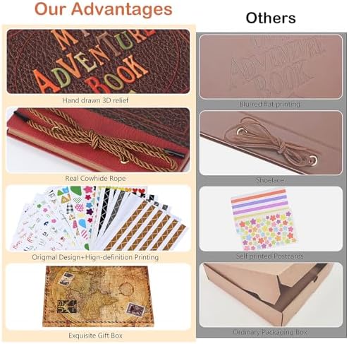 Adventure Book Diary Photo Scrapbook, Hard Cover Movie Up Travel Scrapbook for Anniversary, Wedding, Travelling, Birthday, Christmas (My Adventure)