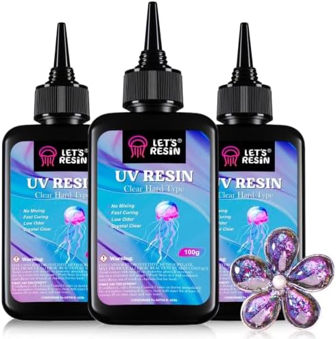 LET'S RESIN UV Resin, 300g Hard Resin Kit for Craft, Casting, Silicone Mold | Crystal Clear, Low Viscosity, UV Glue, Low Odor, Anti-Yellowing, Fast Cure, Beginner-friendly for UV Jewelry, Keychain Craft