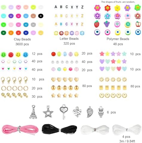 Dowsabel Clay Beads 7500 Pcs Friendship Bracelet Making Kit,2 Boxes 24 Colors Polymer Heishi Beads with Letter Beads for Jewelry Making, DIY Arts and Crafts Gifts Toys for Girls Age 4+