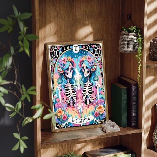 GOUOYANA Paint By Numbers Kit for Adults-Skull THE Gemini Funny Canvas | Adult Paint by Number Kits on Canvas for Painting DIY Skull THE GEMINI Painting Art by Numbers for Home Wall Art Gift12X16in