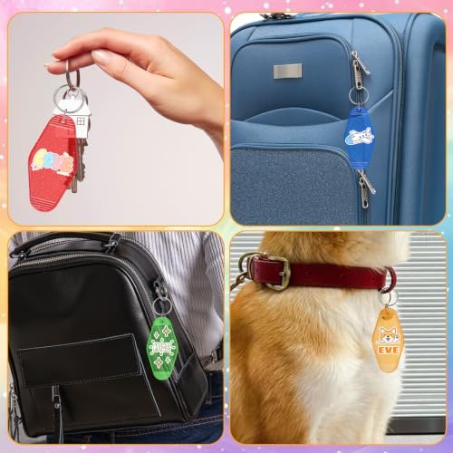 BLMHTWO 15PCS Motel Keychain Blank Bulk Rhombus Hotel Keychain with Glitter