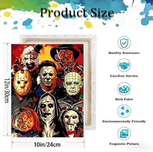 VIGEGU Horror Paint by Numbers Kit for Adults Beginner with Framed