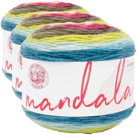 Lion Brand Yarn Mandala, Multicolor Yarn for Knitting, Crochet and Crafting, Kappa, 3 Pack
