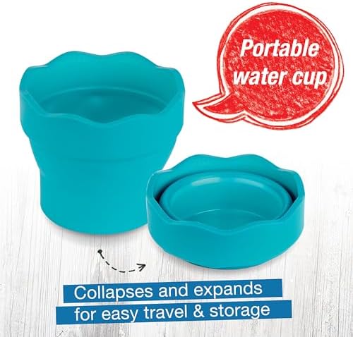Faber-Castell Collapsible Water Cup Green | Scalloped Brush Holder | 12 Oz Capacity | For Painting | Pack of 6