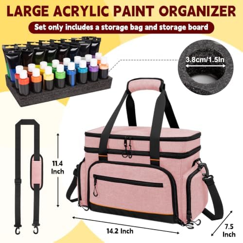 2 Layer Acrylic Paint Storage Bag for 32 Bottle(2 oz) Acrylic Paint