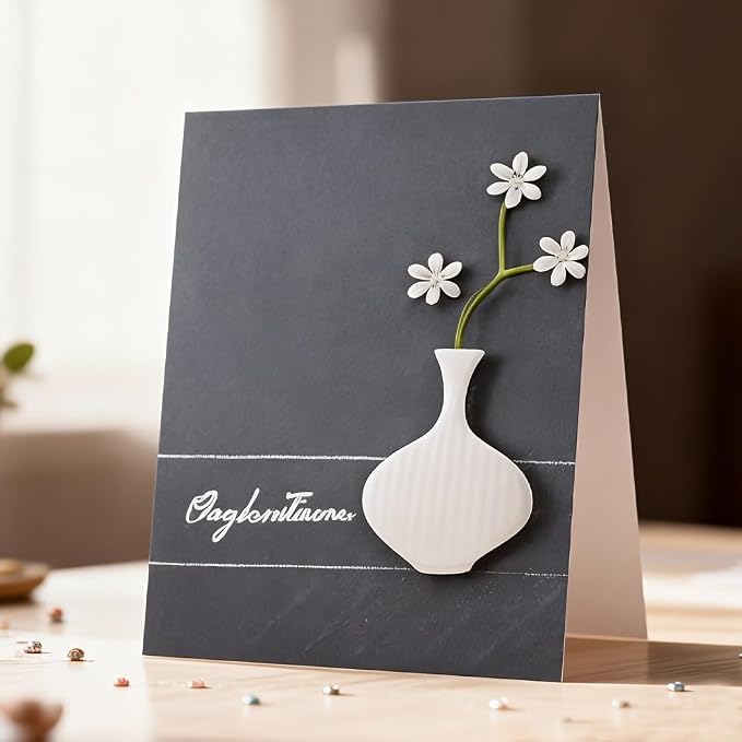 Lapoo Flowers Cutting Die for Scrapbooking - Durable Metal Cutting Die for DIY Scrapbook Photo Album Decorative Paper Card, Metal Card Making Supplies (White Flowers in The Vase 2.4 x 2.2 in)