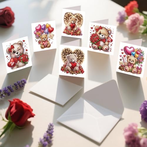 12Pcs Diamond Art Greeting Cards Kit with Envelopes Valentine