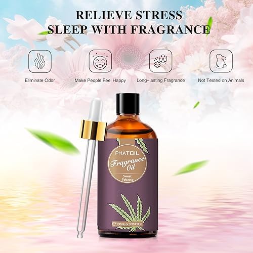 PHATOIL Sweet Tobacco Fragrance Oil for Diffuser Aromatherapy 3.38FL.OZ | Long Lasting Scented Oils For Humidifier, Air Freshener, DIY Soap Candle, Scent Project Making, Aroma Oil for Home Freshening