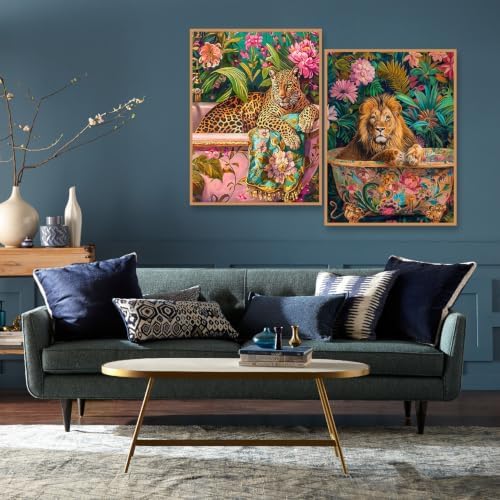 Cheetah Diamond Art Kits for Adults Diamond Painting Kits for Beginner2PACK