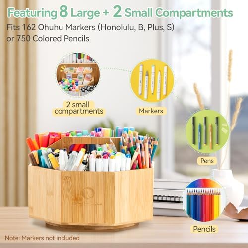 Ohuhu 360° Rotating Marker Organizer Holds 162 Honolulu & B Oahu Markers