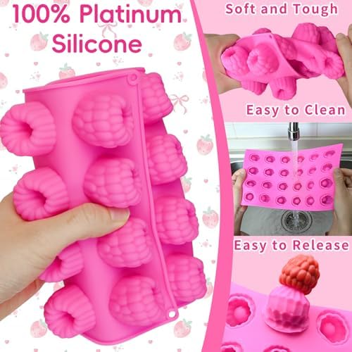 Small Raspberry Fruit Molds, Raspberry Molds Silicone 24-Cavity