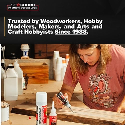 Starbond Medium CA Glue Complete Refill Kit (16 oz) – Cyanoacrylate Super Glue Refill System with Extra Bottles, Caps, Microtips & Yorker Spout for Woodworking, Carpentry, Quick Repairs & Hobby Builds