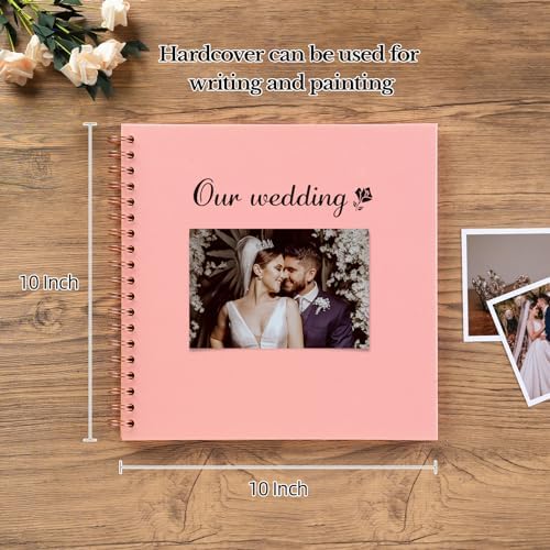 potricher 10 x 10 Inch DIY Scrapbook Photo Album 40 Pages, Pink | Thick Kraft Paper Scrap Book Photo Albums, Memory Book for Wedding, Anniversary, Baby, Family, Travel, DIY Projects