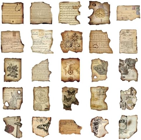 PRSTINCOL Vintage Journaling Stickers,Scrapbook Supplies for Planners,100Pcs Junk Journal Supplies with Antique Map Prints, Distressed Edges for Teenagers Adults