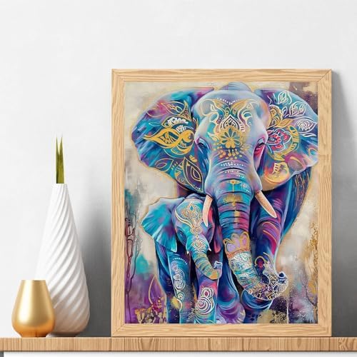 Natuyalo Animals Paint by Numbers Kit for Adults - Elephants Family Paint by Number on Canvas Without Frame, DIY Acrylic Painting for Ideal Gift Home Wall Decor (16x20 Inch)
