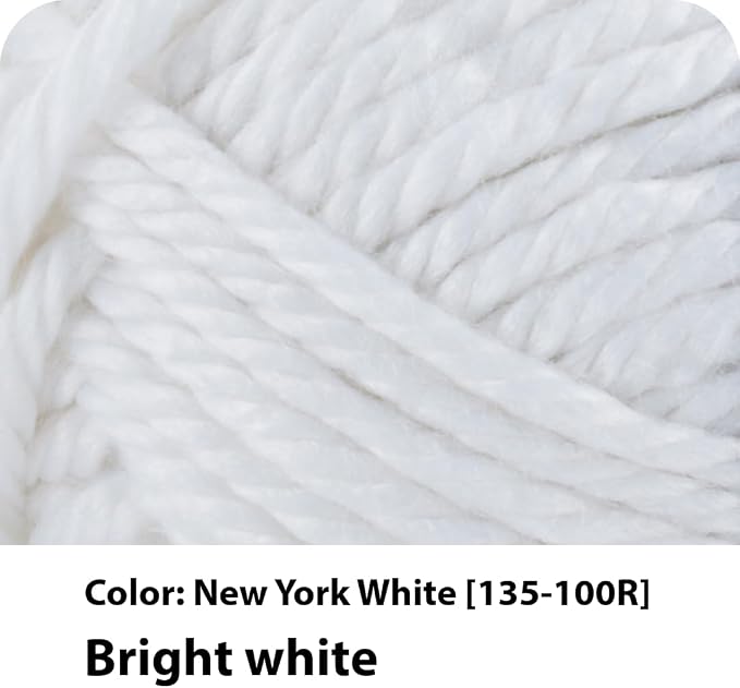 Lion Brand Yarn, Hometown Yarn, New York White, 1 Pack | Super Bulky Acrylic Fiber for Warm Crochet Blankets, Knit Winter Hats, Chunky Cardigans, Soft Scarves, Weaving