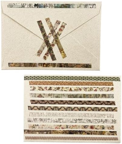 Retro Skinny Washi Tape Set 20 Rolls- Antique Patterns Masking Thin Basic Decorative Tapes for Arts, DIY Crafts, Bullet Journal, Planners, Scrapbook Decor, Gift Wrapping, Junk Journal