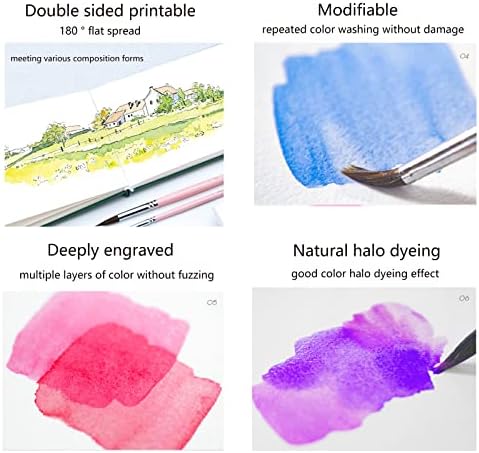 Handmade Watercolor Journal, 7.6x5.3'', 140lb/300gsm, Cold Press, 20 Sheets/40 Pages,Sketchbook,Travel Notebook, Suit for Watercolor/Pen Light Color/Gouache/Acrylic/Sketching