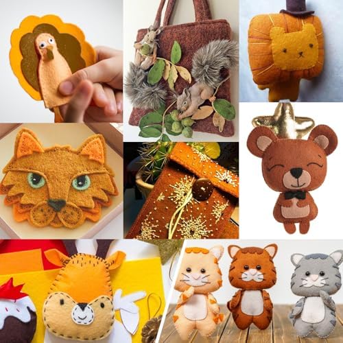 XSEINO 12 Rolls 8"x35"(20.5x90cm) 1.4mm Thick Soft Felt Fabric Sheet 12 Assorted Brown Series Colors Felt Pack for DIY Craft Sewing Squares Nonwoven Patchwork