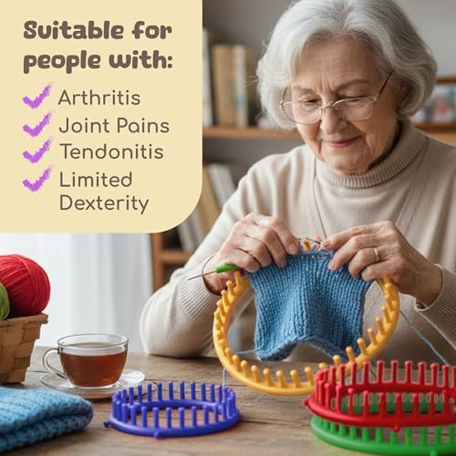 Olikraft Knitting Loom Kit for Beginners, 4 Round and 2 Rectangular Looms