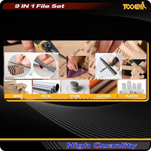 TOOLAN: 8-In-1 Needle File & Saw Set With Storage box, 6 pcs Small Diamond Files, for Metal, Jewlers, Wood, Leather and Plastic, Ergonomic Designed Handle With Quick Change Mechanism