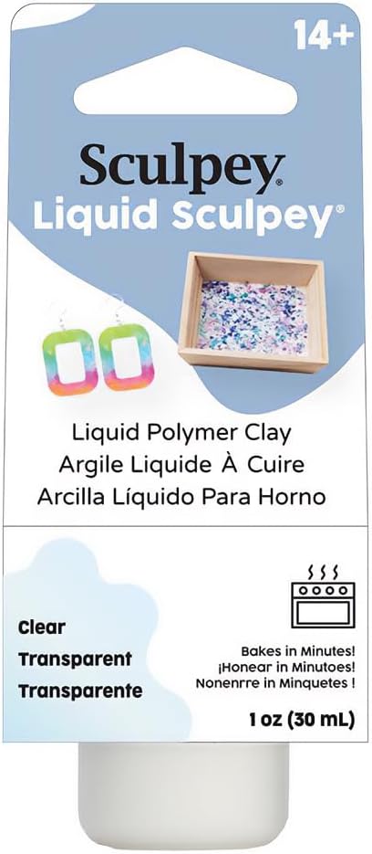 Sculpey Liquid Polymer Oven-Bake Clay, Clear, 1 oz. Bottle, Great for Jewelry, Holiday, DIY, Mixed Media, Window clings, Home décor and More! Perfect for Beginners to Artists!