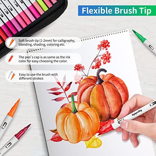 Eglyenlky Markers for Adult Coloring,100 colors,Dual Brush Pens | Art Coloring Pens,Fine Tip and Brush Tip for Adult Kids Drawing Lettering Calligraphy (White Set)