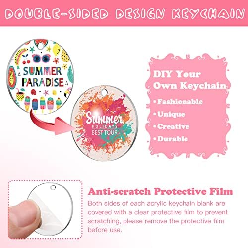 ZOCONE 144 PCS 2 INCH Acrylic Keychain Blanks Set, Clear Circle Acrylic Blank Bulk with Keychain Ring, Display Card, Packing Bag, Jump Rings, Tassels for Vinyl DIY Keychain Earring and Craft Project