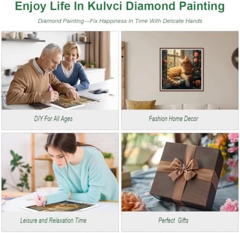 Kulvci Cat Diamond Painting Kits for Adults, Diamond Art Kits 12x12inch