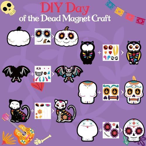 Haooryx Day of The Dead Sugar Skull DIY Magnet Stickers Paper Craft Kit