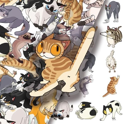 50Pcs Cartoon Cat Scratch PET Stickers