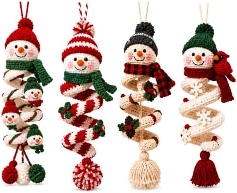 Crochet Snowman Spiral Ornament DIY Kit, Christmas Craft for Adults
