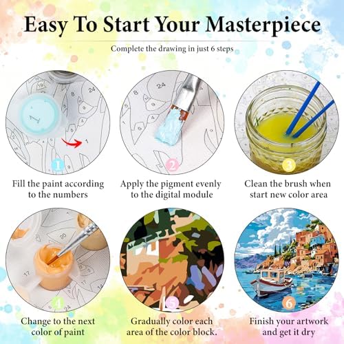 Seaside Landscape Paint by Numbers Kit for Adults Without Frame 16x20 IN
