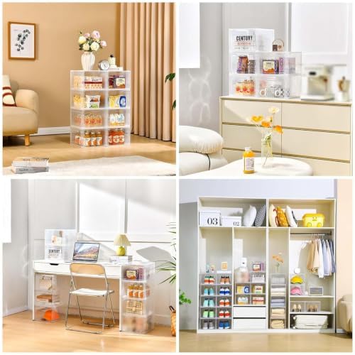 6 Pack Clear Storage Bins with Lids, 19 Qt Closet Organizers and Storage