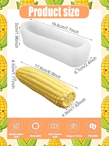 Large Corn Silicone Mold, 3D Corn Shaped Candle Molds for Chocolate, Resin, Soap | Cute Bread Fondant Molds for Baking Baby Shower & Birthday Party DIY Crafts‌ (Large Corn)