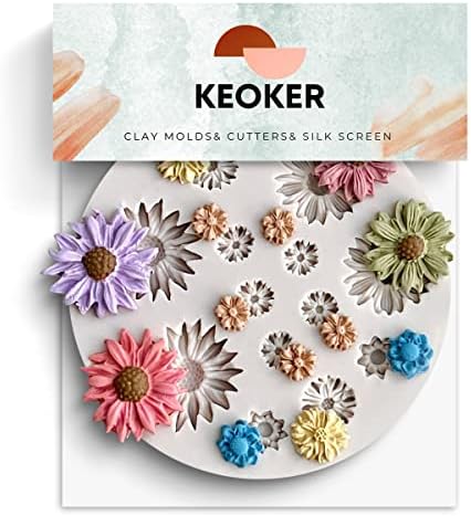 KEOKER Flower Polymer Clay Molds - Daisy Miniature Clay Molds for Jewelry Making, Earrings Decoration (Small Flower)