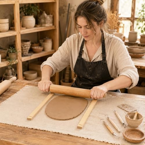 FIREBOOMOON 10 Pottery Clay Slab Sticks, 5 Sizes 0.12-0.47in Rolling Guides