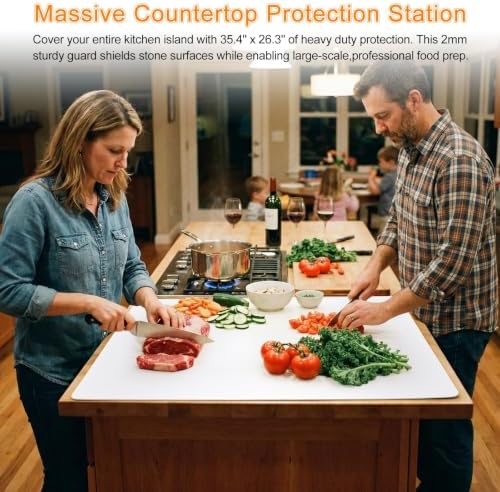 34.6" x 23.6" Cutting Mat for Countertop Protection 2MM Polypropylene Flexible Cutting Board, Non-Slip Kitchen Prep Surface for Rolling Dough, Meat Processing & Crafting (1 Pcs, White)