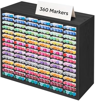 PROLEE Markers Organizer with 90 Compartments for 360 Marker Storage Art Pens Storage Rack,Watercolor Brushes Pens Alcohol Marker Holder for Desk Organizer