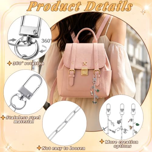 Wurosi 18pcs Paperclip Keychain Making Kit,Key Ring Swivel Snap Hook Chains