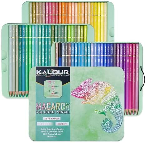 KALOUR PDAS 72+2 Count Macaron Pastel Colored Pencils for Adult Coloring Books, Artists Soft Core, Ideal for Drawing Blending Shading, Coloring Pencils Set Gift for Adults Beginners