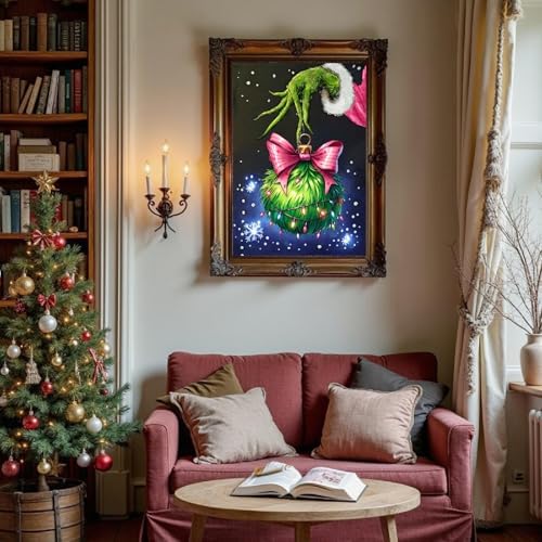 cdjlddww Christmas Diamond Art Kits for Adults, Diamond Painting for Adults Beginner, Diamond Dots Crystal Gem Art Kits for Home Decor(12x16Inch)