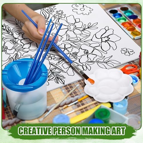 Sherr 140 Pcs 20 Set Pre Drawn Canvas Painting Kit, Flower