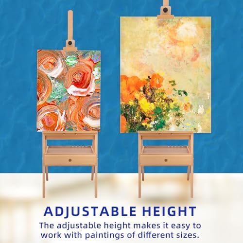 Falling in Art H-Frame Studio Easel with Storage Drawer, Natural