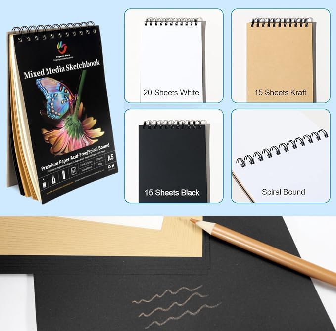 H & B 80PCS Drawing Set Sketching Kit, Art Supplies with Sketchbook & Case | Complete Pro Art Kit with Sketch & Colored Pencils - Portable Zippered Case - Ideal for Adult Artists & Beginners